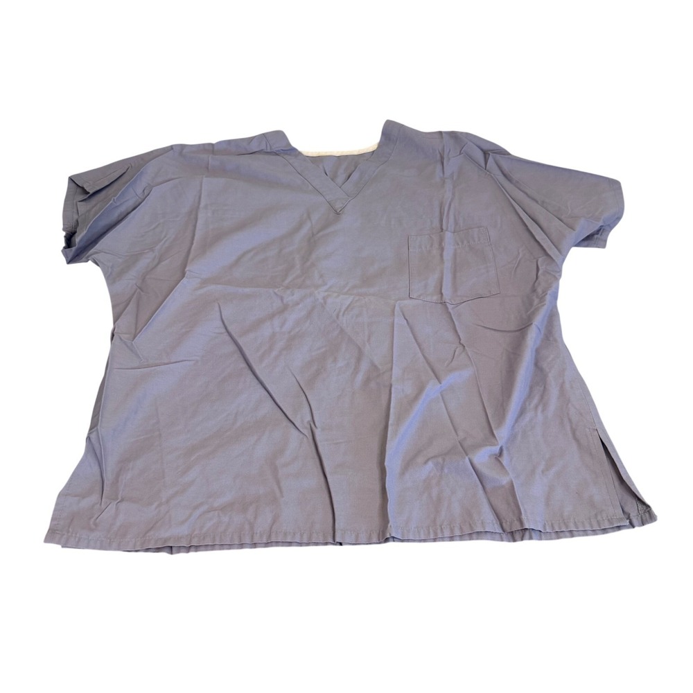 Cotton Scrubs & Co Periwinkle Blue V-Neck Scrub Top Chest Pocket Unisex 911